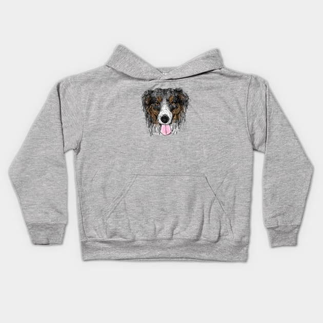 Black Tri Aussie Kids Hoodie by InkedinRed